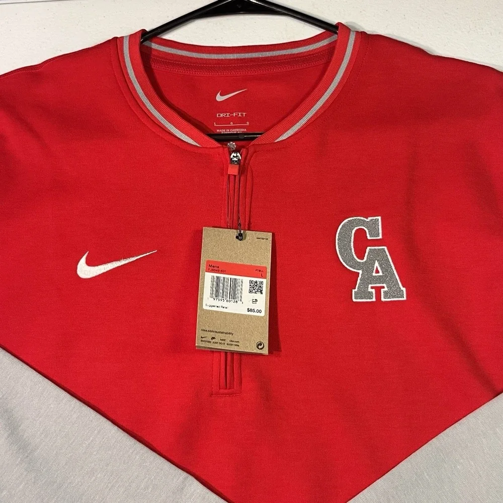 NIKE Football Baseball DRI-Fit Men's Activewear Top Red / Grey Size L FJ9545 NWT